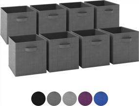 img 4 attached to Royexe - Set Of 8 Foldable Storage Cubes With Dual Handles: Dark Grey Fabric Closet Shelf Organizers And Drawer Organizers