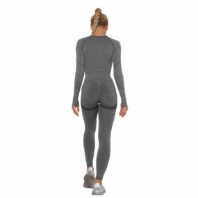 img 2 attached to Yoga Activewear Set For Women: High Waist Leggings And Zip-Up Crop Top For Workouts And Fitness – AGUTIUN 2-Piece Tracksuit