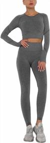 img 3 attached to Yoga Activewear Set For Women: High Waist Leggings And Zip-Up Crop Top For Workouts And Fitness – AGUTIUN 2-Piece Tracksuit