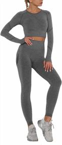 img 4 attached to Yoga Activewear Set For Women: High Waist Leggings And Zip-Up Crop Top For Workouts And Fitness – AGUTIUN 2-Piece Tracksuit