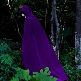 img 3 attached to Habibee Reversible Hooded Velvet Cloak For Halloween Cosplay Costumes - Long Unisex Cape