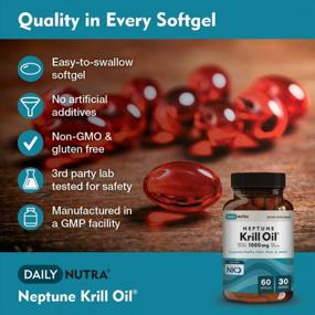 img 1 attached to DailyNutra Neptune Krill Oil 1000Mg High Absorption Omega-3 EPA DHA & Astaxanthin. Pure And Sustainable. Clinically Shown To Support Healthy Heart, Brain And Joints (30 Servings / 60 Softgels)