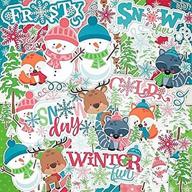 die cuts & paper set - winter woodland - by miss kate cuttables - 16 sheets of 12"x12" specialty paper & over 60 coordinating die cuts - exclusive original matching set logo