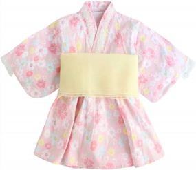 img 4 attached to Японское платье-кимоно юката из органического хлопка для девочек от 1 до 7 лет - PAUBOLI