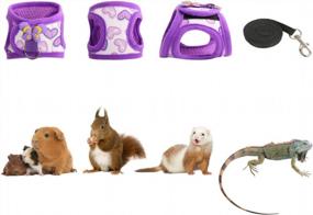 img 1 attached to Soft & Adjustable Handmade Harness Vest And Leash Set For Small Pets - Hamsters, Rats, Iguanas, Bearded Dragons, And Ferrets In Purple