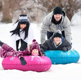 img 1 attached to Heavy Duty Inflatable Snow Tube: Jasonwell Snow Sled Toboggan For Kids & Adults Winter Outdoor Toys