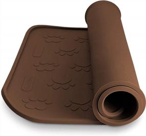 img 2 attached to Large Brown Waterproof Non-Slip Silicone Pet Bowl Mat - SmithBuilt 24" X 16" Feeding Placemat For Dogs And Cats
