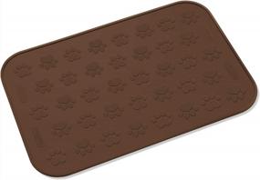img 4 attached to Large Brown Waterproof Non-Slip Silicone Pet Bowl Mat - SmithBuilt 24" X 16" Feeding Placemat For Dogs And Cats