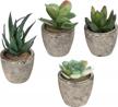 charming faux succulent plants in gray pots – set of 4 for chic décor logo