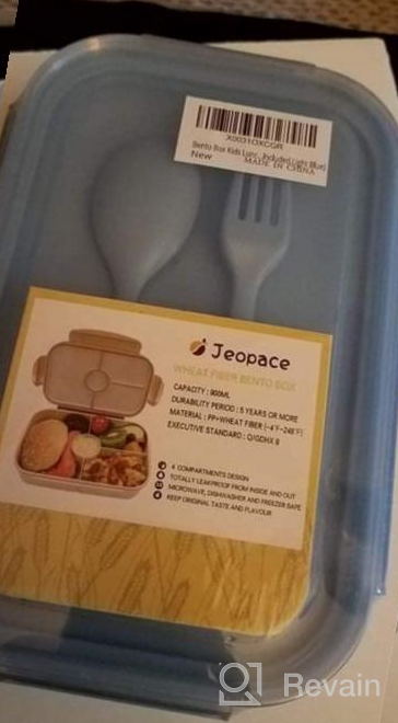 img 1 attached to Leak-Proof Bento Lunch Box With 3 Compartments And Flatware Included For Adults And Kids - Jeopace Blue Bento Boxes, Microwave Safe Lunch Containers review by Avishai Menon