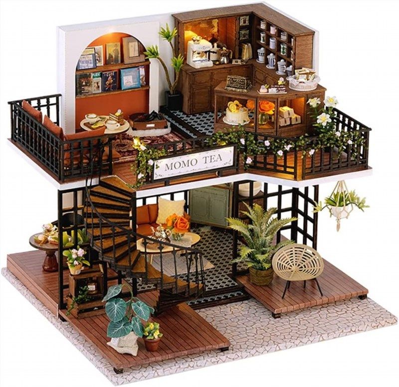 CUTEBEE Dollhouse Miniature with Furniture, DIY Dollhouse Kit Plus Dust  Proof and Music Movement, 1:24 Scale Creative Room Idea(Poetic Life)