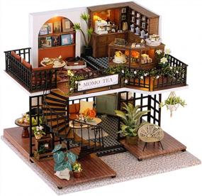 img 4 attached to Создайте свой собственный очаровательный магазин чая в лесу с миниатюрным набором и мебелью для кукольного домика CUTEBEE