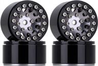 upgrade your rc crawler car with injora 1.0 metal beadlock wheel rims for 1/18 trx4m and 1/24 scale axial scx24 deadbolt - black & grey logo