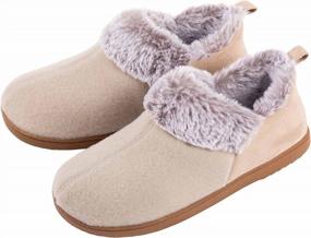 img 4 attached to Cozy Memory Foam Slippers For Women With Plush Faux Fur Lining, Indoor Outdoor Rubber Sole - Ultraideas Wool-Like Blend Micro Suede House Shoes