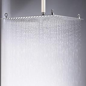 img 4 attached to Chrome Brass Ceiling-Mounted Ultrathin 20-Inch Rain Shower Head For Bathroom By Rozin