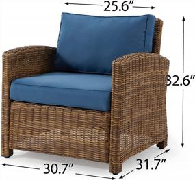 img 3 attached to Синее плетеное кресло-патио с моющимися подушками - идеально подходит для бесед и отдыха на заднем дворе