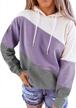 minclouse women's long sleeves color block hoodie tops cute casual drawstring loose lightweight tunic pullover logo