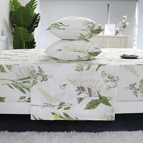 img 3 attached to FADFAY Twin XL Bed Sheet Set: Green Floral Cotton Bedding With Lavender, Daisy, And Yellow Flower Accents - 4-Piece Deep Pocket Fitted Sheet Set Perfect For Dorm Rooms