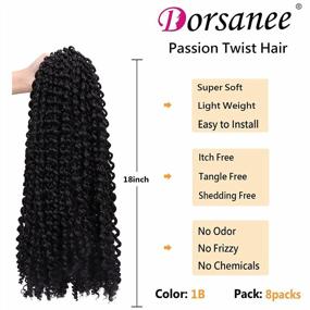 img 2 attached to 8 Packs Of Dorsanee 18 Inch Water Wave Crochet Passion Twist Hair - Perfect Bohemian Hair Extensions For Butterfly Locs, Ideal For Black Women (Color: 1B)