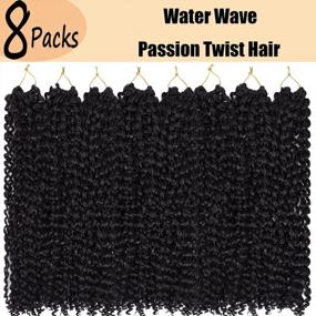 img 3 attached to 8 Packs Of Dorsanee 18 Inch Water Wave Crochet Passion Twist Hair - Perfect Bohemian Hair Extensions For Butterfly Locs, Ideal For Black Women (Color: 1B)