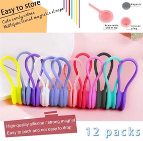 img 2 attached to 🔗 VIWIEU Silicone Cable Ties with Strong Magnets - 12 Pack Organizer with 6 Bonus Cable Protectors for Holding and Managing Cords - Colorful Earbud Clips, Cord Winders, and Twist Magnet Ties