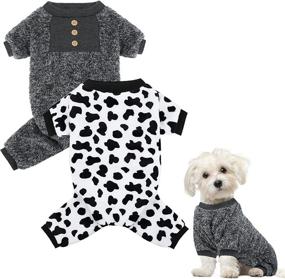 img 4 attached to 🐶 2-Pack Soft Dog Pajamas: Fuzzy Coat Winter Outfits for Small Dogs - Plush Pet Jumpsuits, Onesies & Warm Coats