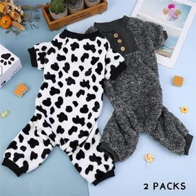 img 1 attached to 🐶 2-Pack Soft Dog Pajamas: Fuzzy Coat Winter Outfits for Small Dogs - Plush Pet Jumpsuits, Onesies & Warm Coats