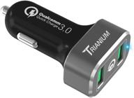 fast charging car charger: trianium quick charge 3.0 dual usb ⚡ port with qualcomm compatibility for galaxy s20 ultra, iphone, lg, moto, and more логотип