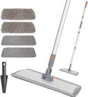 🧹 premium eazer 18'' microfiber flat mop: dry wet hardwood dust mop for versatile floor cleaning - ideal for wood, vinyl, laminate, tile, marble floors - 62-inch aluminum mop with 4 washable chenille & microfiber pads logo