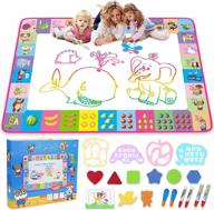 kids painting writing doodle toy board - water doodle mat color drawing educational toys for age 3-12 year old girls boys toddler gift (pink) logo