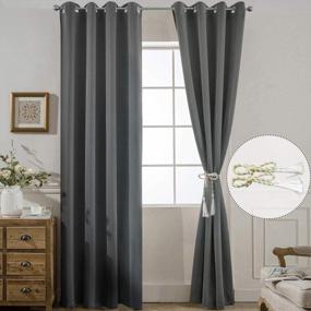 img 3 attached to Enhance Your Sleep Experience With Yakamok Room Darkening Blackout Curtains - Thermal Insulated And Light Blocking For A Perfect Night'S Sleep (52X84 Inches, Grey, One Pair)