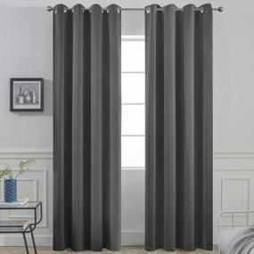 img 4 attached to Enhance Your Sleep Experience With Yakamok Room Darkening Blackout Curtains - Thermal Insulated And Light Blocking For A Perfect Night'S Sleep (52X84 Inches, Grey, One Pair)