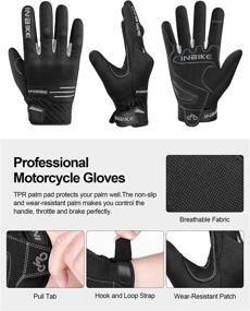 img 3 attached to INBIKE Breathable Motorcycle Gloves: Ultimate Protection for Men's Motorbike Riding with Touchscreen and Hard Knuckle TPR Palm Pad