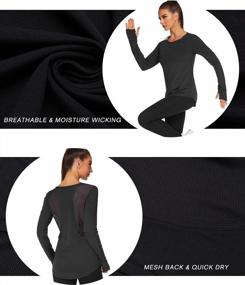 img 2 attached to Women'S Long Sleeve Workout Shirt With Mesh Open Back, Hiking Gym Top Dry Fit Breathable Running Tee