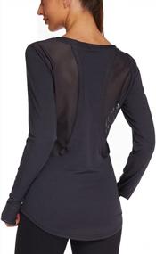 img 4 attached to Women'S Long Sleeve Workout Shirt With Mesh Open Back, Hiking Gym Top Dry Fit Breathable Running Tee