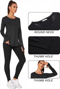 img 3 attached to Women'S Long Sleeve Workout Shirt With Mesh Open Back, Hiking Gym Top Dry Fit Breathable Running Tee