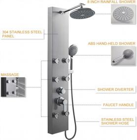img 1 attached to ROVATE Brushed Stainless Steel Shower Panel Tower System With Adjustable Rainfall Shower Head, 6 Body Massage Jets, And 5-Function Handheld Shower For Ultimate Shower Experience