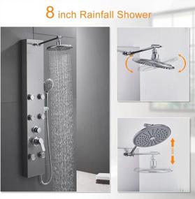 img 3 attached to ROVATE Brushed Stainless Steel Shower Panel Tower System With Adjustable Rainfall Shower Head, 6 Body Massage Jets, And 5-Function Handheld Shower For Ultimate Shower Experience