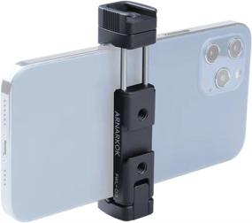 img 4 attached to ARNARKOK Metal Phone Clamp Tripod Mount - Versatile Smartphone Holder with Rotatable Cold Shoe & Universal Compatibility: iPhone 13, 12, 11 Pro, X Max, 8 Plus, Samsung Galaxy - Includes Arca Swiss Quick Release Plate