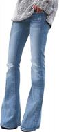lookbookstore женские рваные расклешенные джинсы bootcut с высокой талией | расклешенные джинсовые брюки логотип