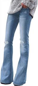 img 4 attached to LookbookStore Женские рваные расклешенные джинсы Bootcut с высокой талией | Расклешенные джинсовые брюки