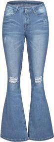 img 3 attached to LookbookStore Женские рваные расклешенные джинсы Bootcut с высокой талией | Расклешенные джинсовые брюки