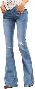 img 1 attached to LookbookStore Женские рваные расклешенные джинсы Bootcut с высокой талией | Расклешенные джинсовые брюки