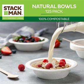 img 3 attached to 🌿 Stack Man 100% Compostable Heavy-Duty Bowls [125-Pack] - Eco-Friendly Bagasse Bowl, Made of Natural Sugarcane Fibers - 12 oz Biodegradable Paper Bowls