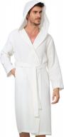 hooded waffle robe for men | ultra soft and lightweight full-length bathrobe for spa and sleepwear with piping and waffle weave design logo