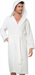 img 4 attached to вафельный халат с капюшоном для мужчин | Ультрамягкий и легкий полноразмерный халат для спа и пижамы с окантовкой и вафельным дизайном