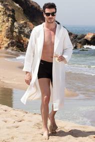img 3 attached to Hooded Waffle Robe For Men | Ultra Soft And Lightweight Full-Length Bathrobe For Spa And Sleepwear With Piping And Waffle Weave Design
