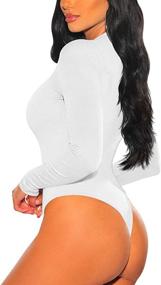 img 3 attached to 🔥 LAGSHIAN Women's Bodycon Leotard Bodysuit - Fashionable Women's Clothing in Bodysuits