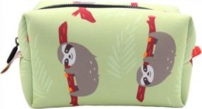 img 4 attached to Green Sloth Pencil Case Bag By LParkin - 8.5" X 4.5" X 4.5" - Perfect Gift For Sloth Lovers - 1 Pack