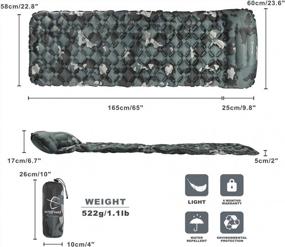 img 3 attached to Ultralight Backpacking Sleeping Pad - Insulated Air Mat For Camping, Hiking, And Travel - Compact & Inflatable Air Mattress Pad With Camo Design - Ideal For Scouts And Outdoor Enthusiasts